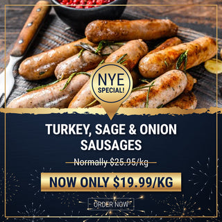 Turkey, Sage & Onion Sausages - DELIVERY ONLY